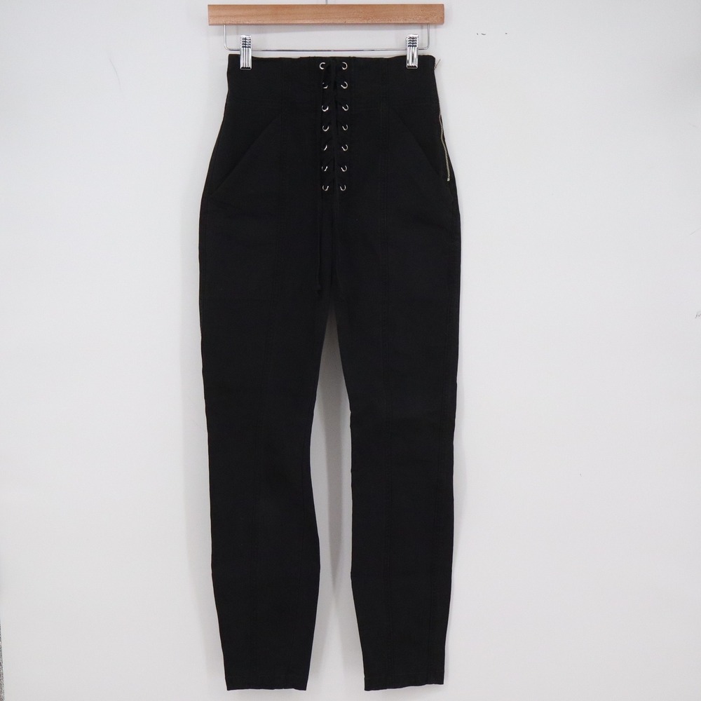 A.L.C. Pants Womens 0 Black Lace Up High Waist Excellent